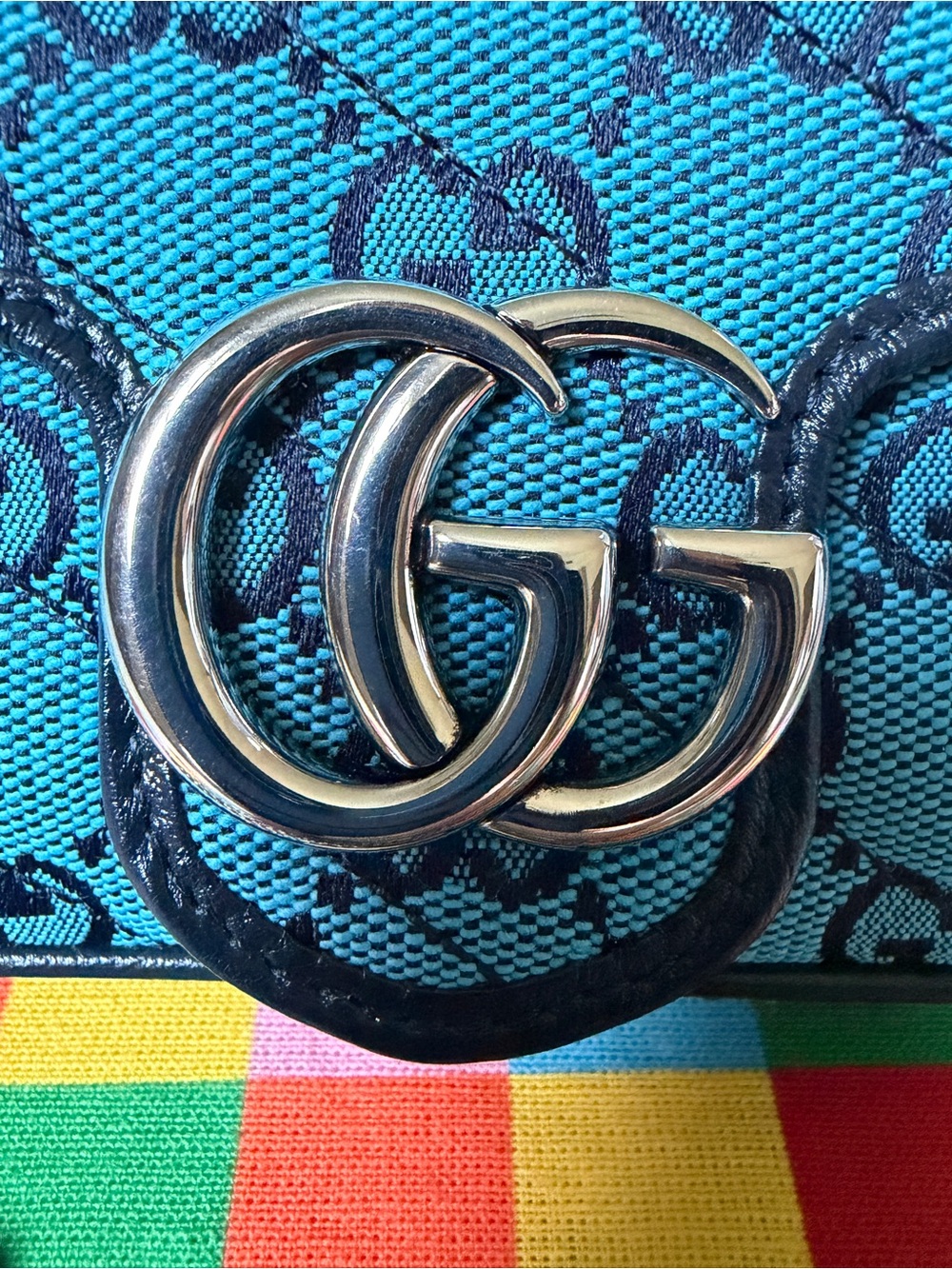 Gucci Turquoise GG Marmont Mini Crossbody Bag - Picture 2 of 16